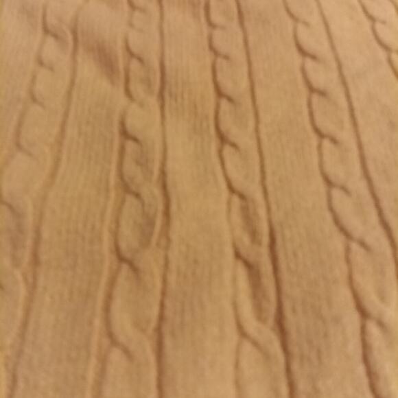 Lands End Women's Wool Blend Mustard Yellow Cardigan 14/16 Fisherman Cable Knit - Picture 6 of 6